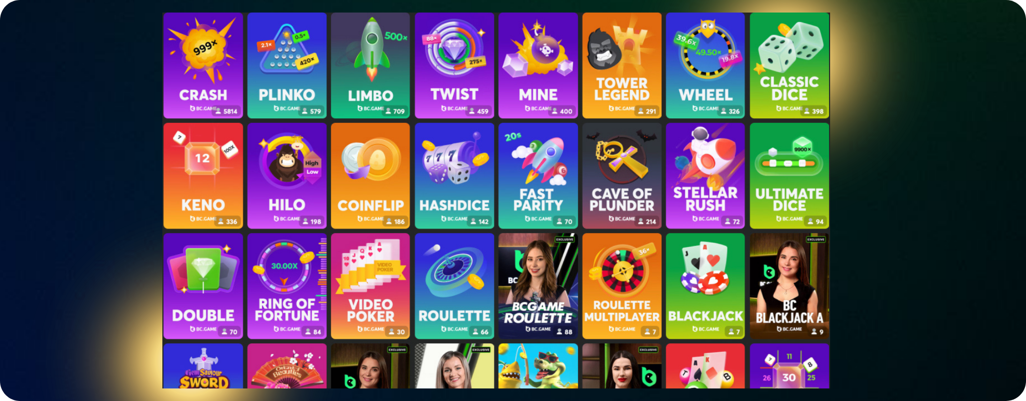 Explore BC Game Casino Section